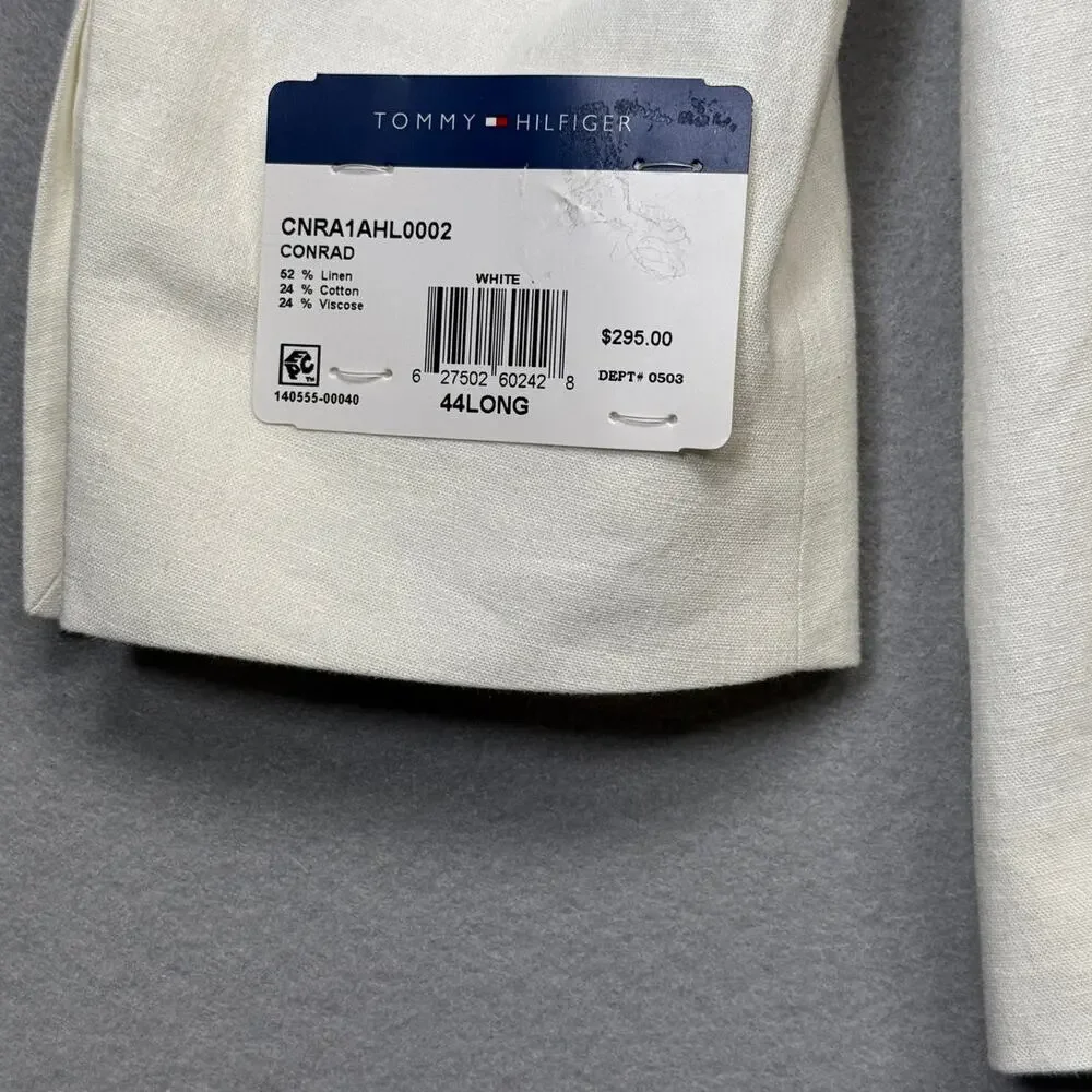 Tommy Hilfiger Men's Modern-Fit 100% Linen Sport Coat white 44L $295